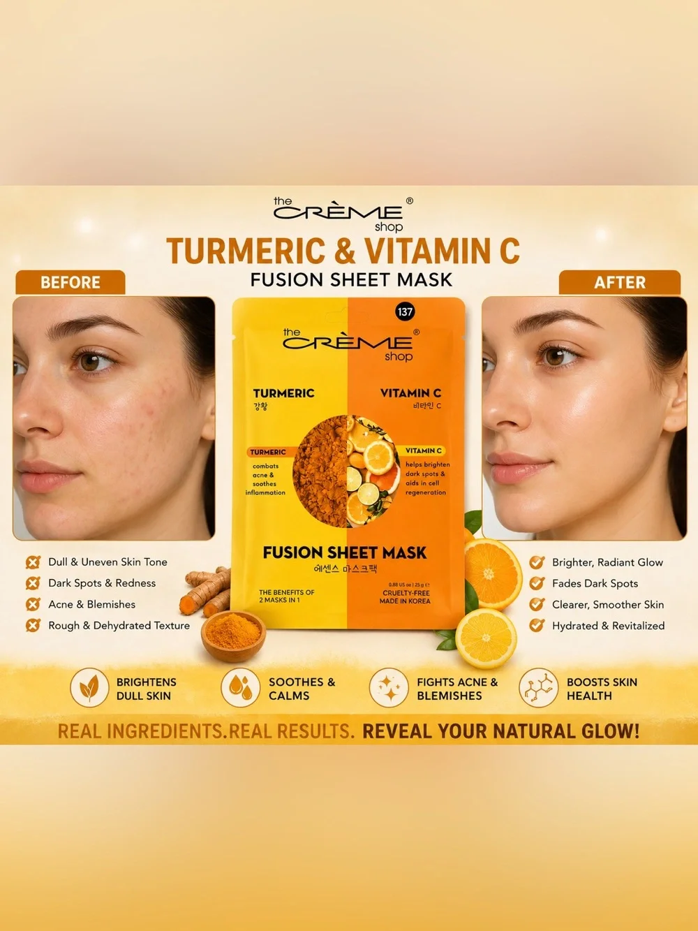 The Creme Shop Turmeric & Vitamin C Fusion Sheet Mask NIP Per One 1️⃣